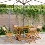 Folding garden chairs 4 pcs solid wood and beige fabric by , Garden chairs - Ref: Foro24-3214619, Price: 169,52 €, Discount: %