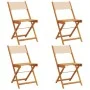 Folding garden chairs 4 pcs solid wood and beige fabric by , Garden chairs - Ref: Foro24-3214619, Price: 169,52 €, Discount: %