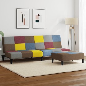 Zweiplätziges Schlafsofa mit Hocker aus Patchwork-Stoff. von , Sofas - Ref: Foro24-3258121, Preis: 312,74 €, Rabatt: %