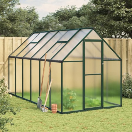 Invernadero con marco base aluminio verde 334x169x195 cm de , Invernaderos - Ref: Foro24-3266327, Precio: 622,19 €, Descuento: %