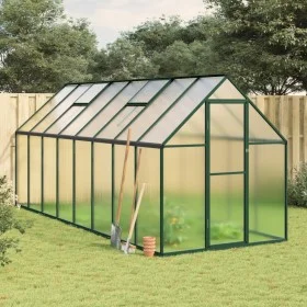 Invernadero con marco base aluminio verde 445x169x195 cm de , Invernaderos - Ref: Foro24-3266333, Precio: 672,69 €, Descuento: %