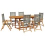 Garten-Essgruppe 7-teilig aus PE-Rattan und Akazienholz in Grau. von , Gartensets - Ref: Foro24-3281719, Preis: 741,02 €, Rab...