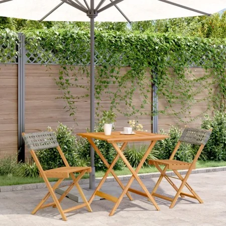 3-piece PE rattan and solid gray wood bistro set by , Garden sets - Ref: Foro24-3281863, Price: 159,87 €, Discount: %