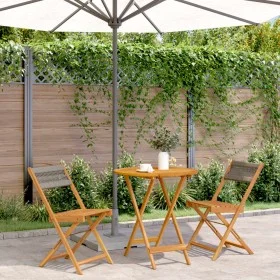 3-piece bistro set made of gray polypropylene and solid wood by , Garden sets - Ref: Foro24-3281842, Price: 152,59 €, Discoun...