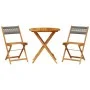 3-piece bistro set made of gray polypropylene and solid wood by , Garden sets - Ref: Foro24-3281842, Price: 152,59 €, Discoun...
