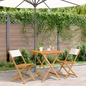 3-piece bistro set, fabric and solid white cream wood by , Garden sets - Ref: Foro24-3281868, Price: 150,85 €, Discount: %