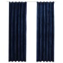 Cortinas opacas ganchos 2 pzas terciopelo azul oscuro 140x225cm