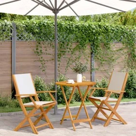 3-piece bistro set, fabric and solid white cream wood by , Garden sets - Ref: Foro24-3281856, Price: 172,04 €, Discount: %