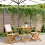 3-piece bistro set, fabric and solid white cream wood by , Garden sets - Ref: Foro24-3281856, Price: 171,65 €, Discount: %