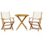 3-piece bistro set, fabric and solid white cream wood by , Garden sets - Ref: Foro24-3281856, Price: 171,65 €, Discount: %