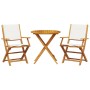 3-teiliges Bistro-Set aus Stoff und massivem Holz in Creme-Weiß. von , Gartensets - Ref: Foro24-3281856, Preis: 174,91 €, Rab...