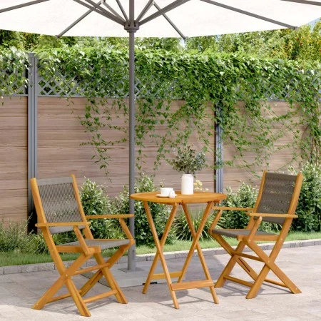 3-piece bistro set made of gray polypropylene and solid wood by , Garden sets - Ref: Foro24-3281854, Price: 199,53 €, Discoun...