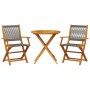 3-piece bistro set made of gray polypropylene and solid wood by , Garden sets - Ref: Foro24-3281854, Price: 198,63 €, Discoun...