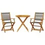 3-piece bistro set made of gray polypropylene and solid wood by , Garden sets - Ref: Foro24-3281854, Price: 199,53 €, Discoun...