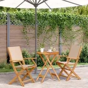 3-piece bistro set in beige fabric and solid wood by , Garden sets - Ref: Foro24-3281799, Price: 172,29 €, Discount: %