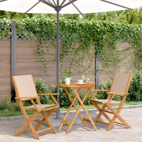 3-teiliges Bistro-Set aus Stoff und massivem Holz in Beige. von , Gartensets - Ref: Foro24-3281799, Preis: 176,47 €, Rabatt: %