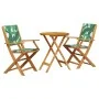 3-piece bistro set, fabric, solid wood, leaf print by , Garden sets - Ref: Foro24-3281800, Price: 170,14 €, Discount: %