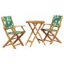 3-teiliges Bistro-Set aus Stoff und massivem Holz mit Blattmuster. von , Gartensets - Ref: Foro24-3281800, Preis: 174,28 €, R...