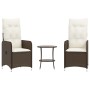 Sillas de jardín reclinables con mesa 2 uds ratán PE marrón de , Sillas de jardín - Ref: Foro24-365691, Precio: 265,61 €