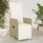Reclining garden chair with beige synthetic rattan cushions by , Garden chairs - Ref: Foro24-365698, Price: 153,73 €, Discoun...
