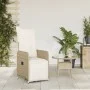 Reclining garden chair with beige synthetic rattan cushions by , Garden chairs - Ref: Foro24-365698, Price: 153,73 €, Discoun...