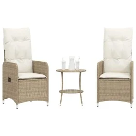 Garden reclining armchairs with table 2 units PE beige rattan by , Garden chairs - Ref: Foro24-365693, Price: 261,28 €, Disco...