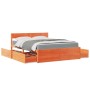 Cama con cajones y colchón madera maciza pino marrón 160x200 cm de , Camas y somieres - Ref: Foro24-3281894, Precio: 549,44 €...