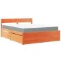 Bed with drawers and solid pine wood mattress brown 160x200 cm by , Beds and slatted bases - Ref: Foro24-3281894, Price: 541,...