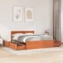 Bed with drawers and solid pine wood mattress brown 160x200 cm by , Beds and slatted bases - Ref: Foro24-3281894, Price: 541,...