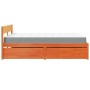 Bed with drawers and solid pine wood mattress brown 160x200 cm by , Beds and slatted bases - Ref: Foro24-3281894, Price: 549,...