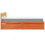 Bed with drawers and solid pine wood mattress brown 160x200 cm by , Beds and slatted bases - Ref: Foro24-3281894, Price: 541,...