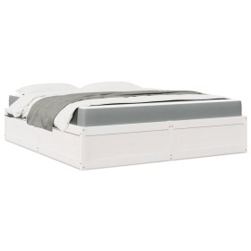 Cama con colchón madera maciza de pino blanca 180x200 cm de , Camas y somieres - Ref: Foro24-3281926, Precio: 473,61 €, Descu...