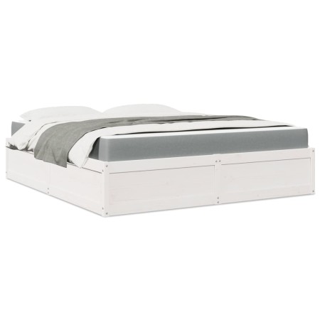 Cama con colchón madera maciza de pino blanca 180x200 cm de , Camas y somieres - Ref: Foro24-3281926, Precio: 481,01 €