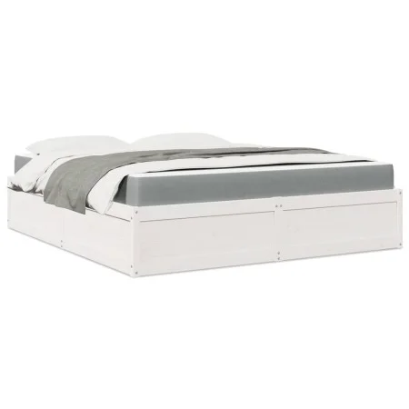 Cama con colchón madera maciza de pino blanca 180x200 cm de , Camas y somieres - Ref: Foro24-3281926, Precio: 466,67 €, Descu...