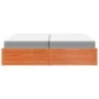 Bed with solid pine wood frame and brown waxed mattress 200x200 cm by , Beds and slatted bases - Ref: Foro24-3281924, Price: ...