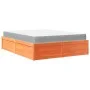 Bed with solid pine wood frame and brown waxed mattress 160x200 cm by , Beds and slatted bases - Ref: Foro24-3281930, Price: ...