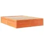 Bed with solid pine wood frame and brown waxed mattress 160x200 cm by , Beds and slatted bases - Ref: Foro24-3281930, Price: ...