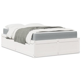 Cama con colchón madera maciza de pino blanco 140x190 cm de , Camas y somieres - Ref: Foro24-3281947, Precio: 412,48 €, Descu...