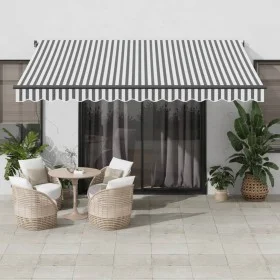 Manual retractable awning in anthracite gray and white, 400x350 cm. by , Awnings - Ref: Foro24-3215808, Price: 339,08 €, Disc...