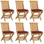 Garden chairs 6 units with red wine cushions teak wood by , Garden chairs - Ref: Foro24-3065614, Price: 386,33 €, Discount: %