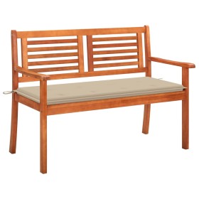 Solid eucalyptus wood 2-seater garden bench with cushion, 120 cm by , garden benches - Ref: Foro24-3060972, Price: 188,47 €, ...