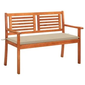 Solid eucalyptus wood 2-seater garden bench with cushion, 120 cm by , garden benches - Ref: Foro24-3060972, Price: 185,08 €, ...