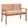 Solid eucalyptus wood 2-seater garden bench with cushion, 120 cm by , garden benches - Ref: Foro24-3060972, Price: 185,08 €, ...