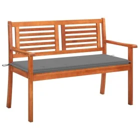 Solid eucalyptus wood 2-seater garden bench with cushion, 120 cm by , garden benches - Ref: Foro24-3060970, Price: 181,51 €, ...