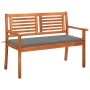 Banco de jardín 2 plazas madera maciza eucalipto y cojín 120 cm de , Bancos de jardín - Ref: Foro24-3060970, Precio: 181,51 €...