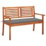 Zweierbank aus massivem Eukalyptusholz und Kissen, 120 cm. von , Gartenbänke - Ref: Foro24-3060970, Preis: 184,77 €, Rabatt: %