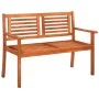 Solid eucalyptus wood 2-seater garden bench with cushion, 120 cm by , garden benches - Ref: Foro24-3060970, Price: 181,51 €, ...