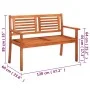 Solid eucalyptus wood 2-seater garden bench with cushion, 120 cm by , garden benches - Ref: Foro24-3060970, Price: 181,51 €, ...