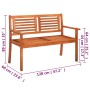 Zweierbank aus massivem Eukalyptusholz und Kissen, 120 cm. von , Gartenbänke - Ref: Foro24-3060970, Preis: 184,77 €, Rabatt: %