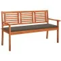 Solid eucalyptus wood 3-seater garden bench with cushion, 150 cm by , garden benches - Ref: Foro24-3061004, Price: 198,89 €, ...